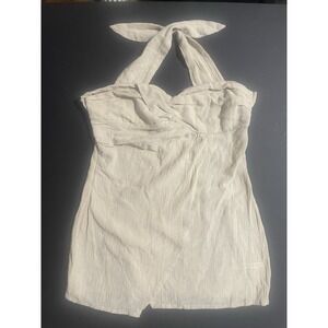 FREE PEOPLE Back out Halter‎ Top Beige Large NWT